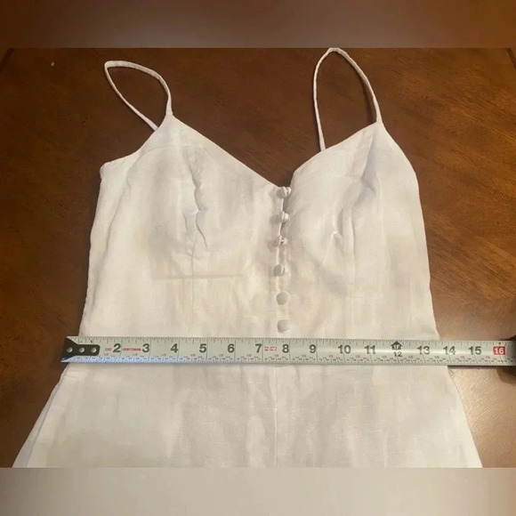 Banana Republic Cropped Linen Cotton White Wide Leg Jumpsuit Good Condition Sz 0 - Picture 10 of 12